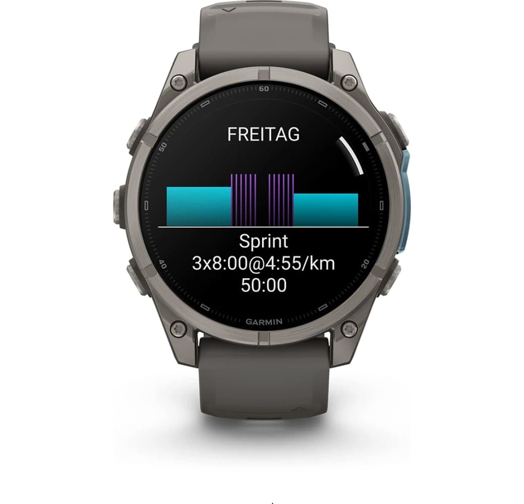 Kieselgrau Garmin Fenix 9 Smartwatch, Gehäuse aus faserverstärktem Polymer mit Titanlünette, 47 mm.9