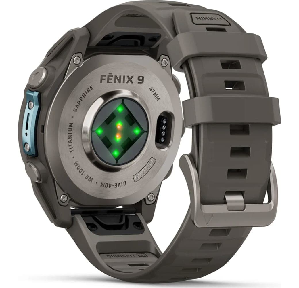 Kieselgrau Garmin Fenix 9 Smartwatch, Gehäuse aus faserverstärktem Polymer mit Titanlünette, 47 mm.10