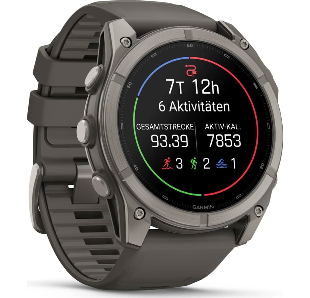 Kieselgrau Garmin Fenix 9 Smartwatch, Gehäuse aus faserverstärktem Polymer mit Titanlünette, 51 mm.3