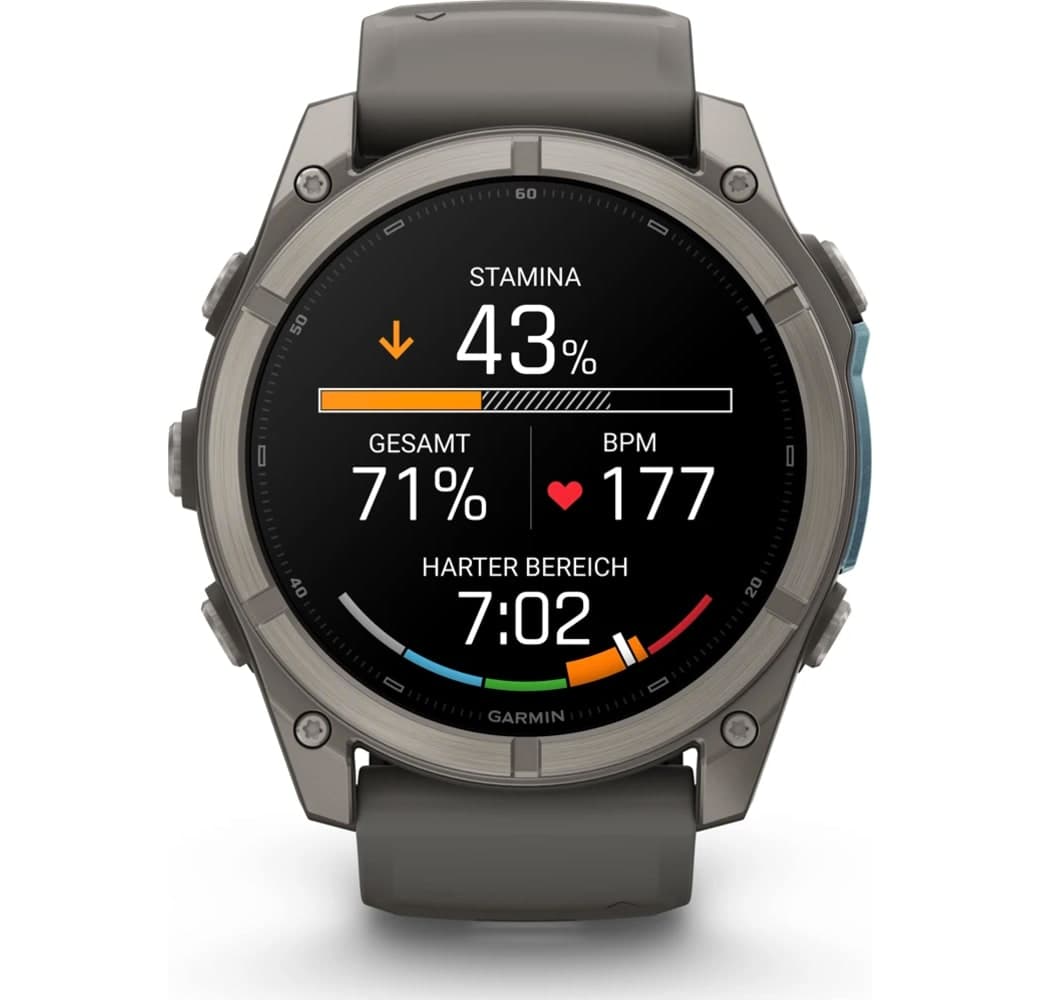 Kieselgrau Garmin Fenix 9 Smartwatch, Gehäuse aus faserverstärktem Polymer mit Titanlünette, 51 mm.4