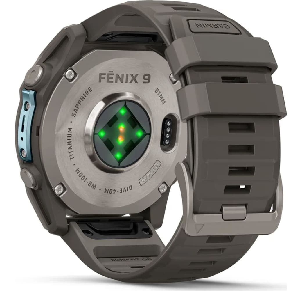 Kieselgrau Garmin Fenix 9 Smartwatch, Gehäuse aus faserverstärktem Polymer mit Titanlünette, 51 mm.10