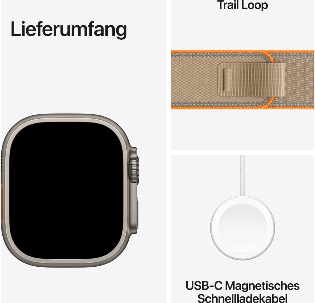 Sand Apple Ultra 4 GPS + Cellular, Titangehäuse, Trail Loop M/L, 49 mm.3