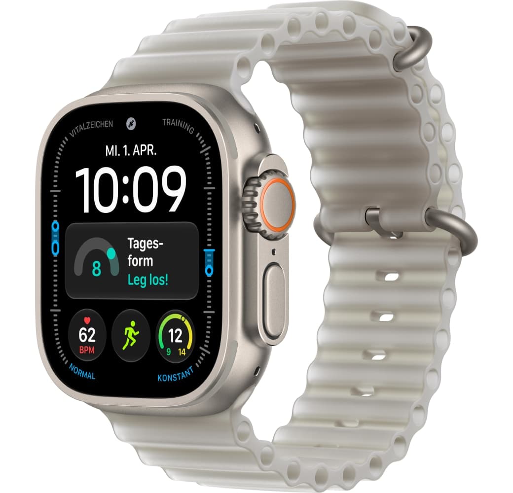 Durchscheinendes Grau Apple Ultra 4 GPS + Cellular, Titangehäuse, Ocean-Armband, 49 mm.1