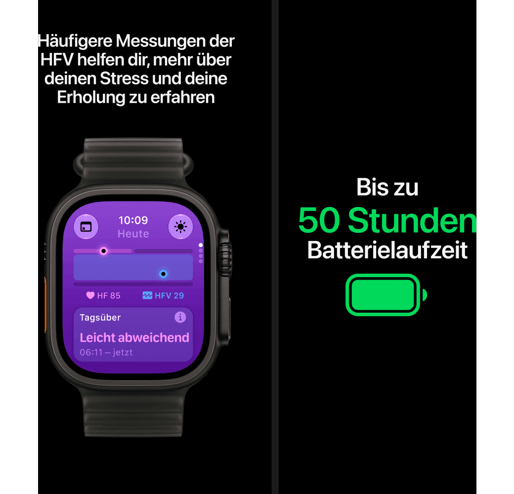 Durchscheinend Schwarz Apple Ultra 4 GPS + Cellular, Titangehäuse, Ocean-Armband, 49 mm.6
