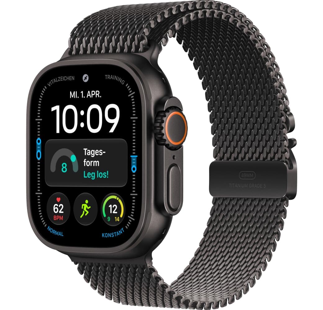 Schwarz Apple Ultra 4 GPS + Cellular, Titangehäuse, Milanaise-Armband L, 49 mm.1