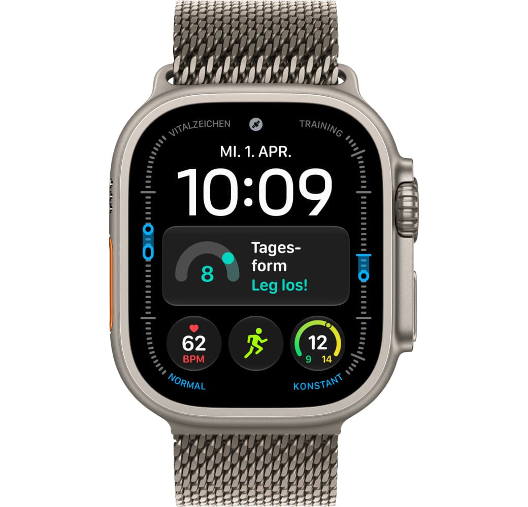 Natürlich Apple Ultra 4 GPS + Cellular, Titangehäuse, Milanaise-Armband L, 49 mm.2