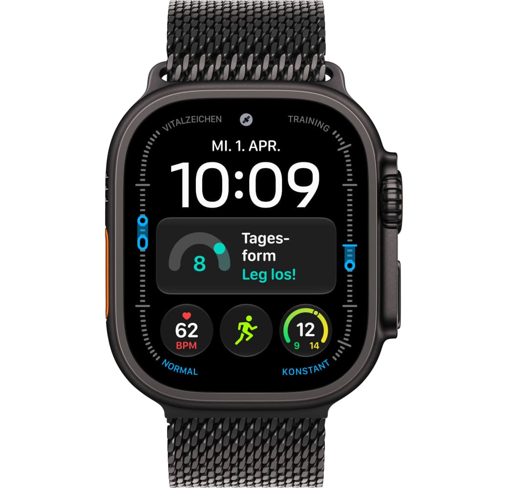 Schwarz Apple Ultra 4 GPS + Cellular, Titangehäuse, Milanaise-Armband M, 49 mm.2