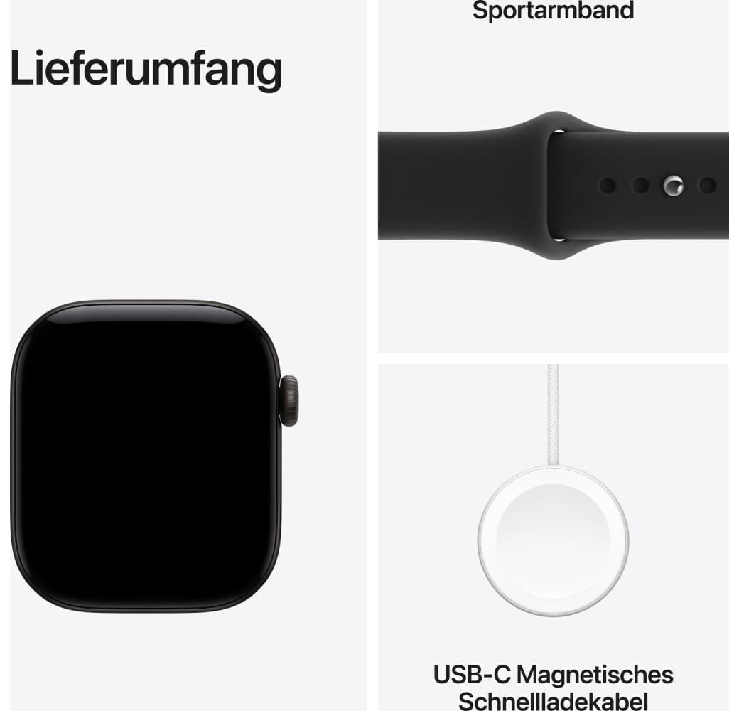 Schwarz Apple Series 12 GPS, Aluminiumgehäuse, Sportarmband M/L, 42 mm.3