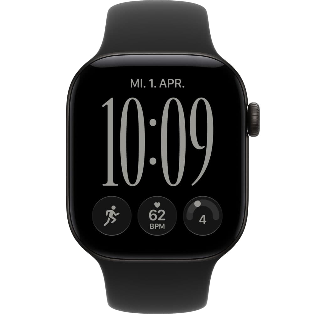 Schwarz Apple Series 12 GPS + Cellular, Aluminiumgehäuse, Sportarmband M/L, 42 mm.2