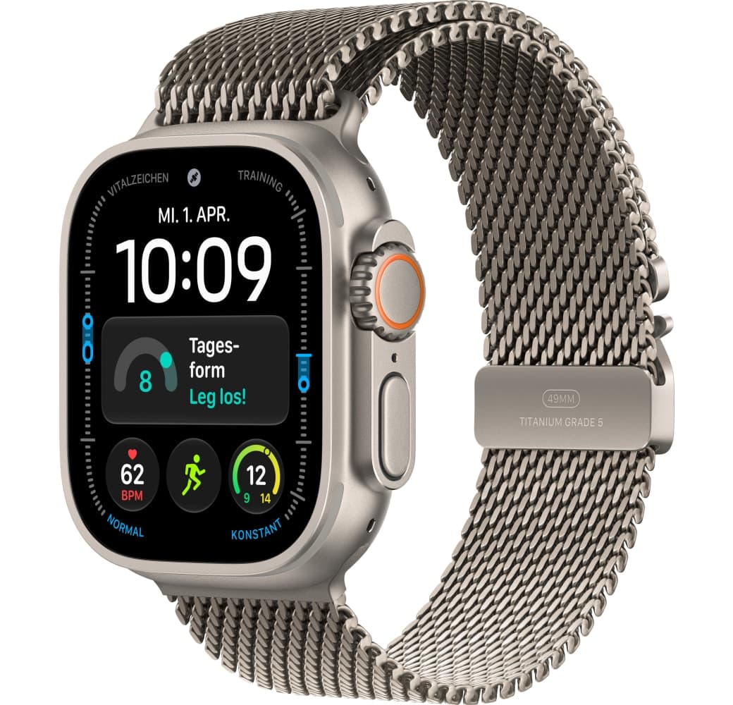 Natürlich Apple Ultra 4 GPS + Cellular, Titangehäuse, Milanaise-Armband L, 49 mm.1