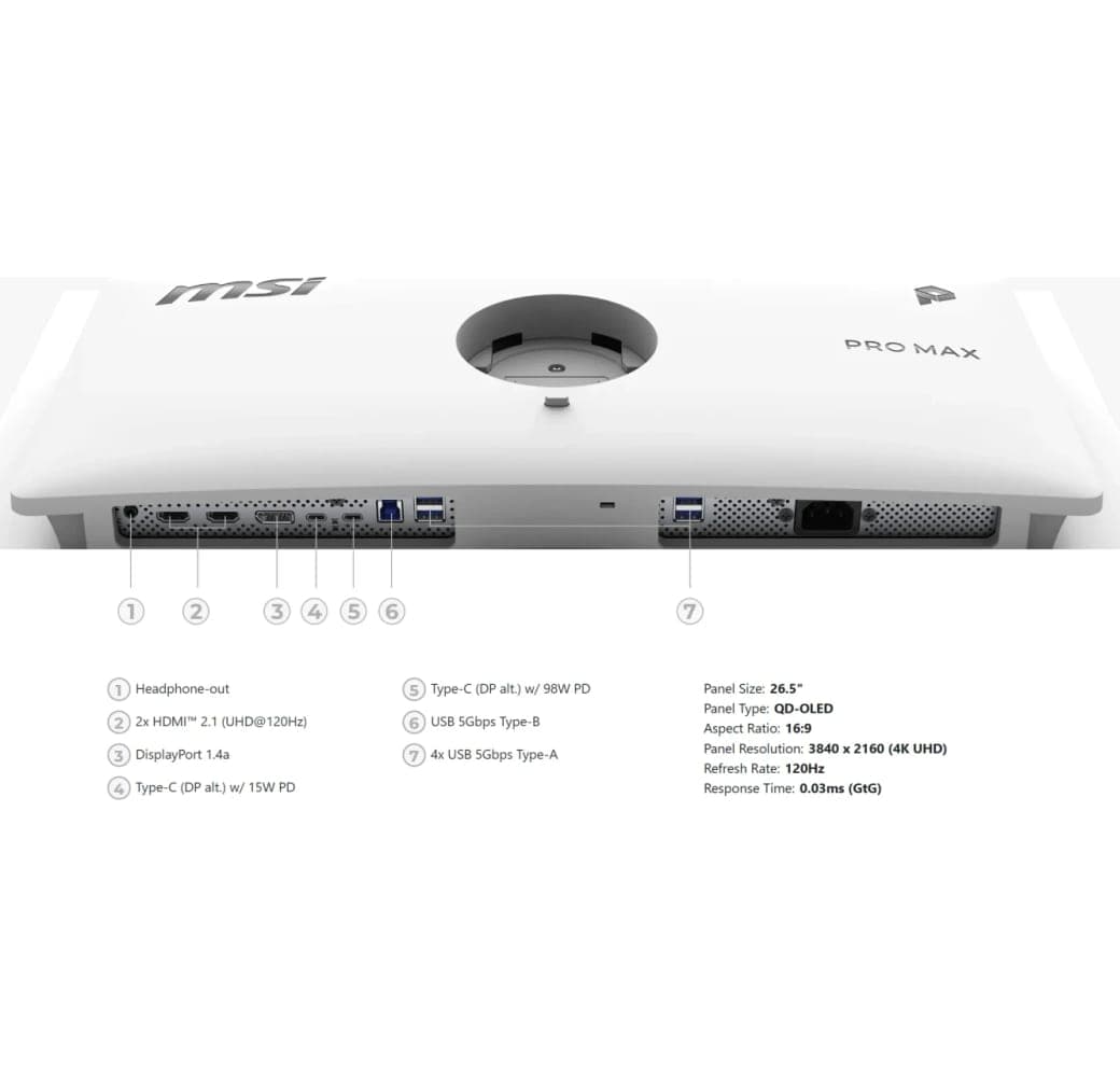 White MSI PRO MAX 271UPXW12G Display - 27" - 4K UHD (3840 x 2160) - PROMAX271UPXW12G.6