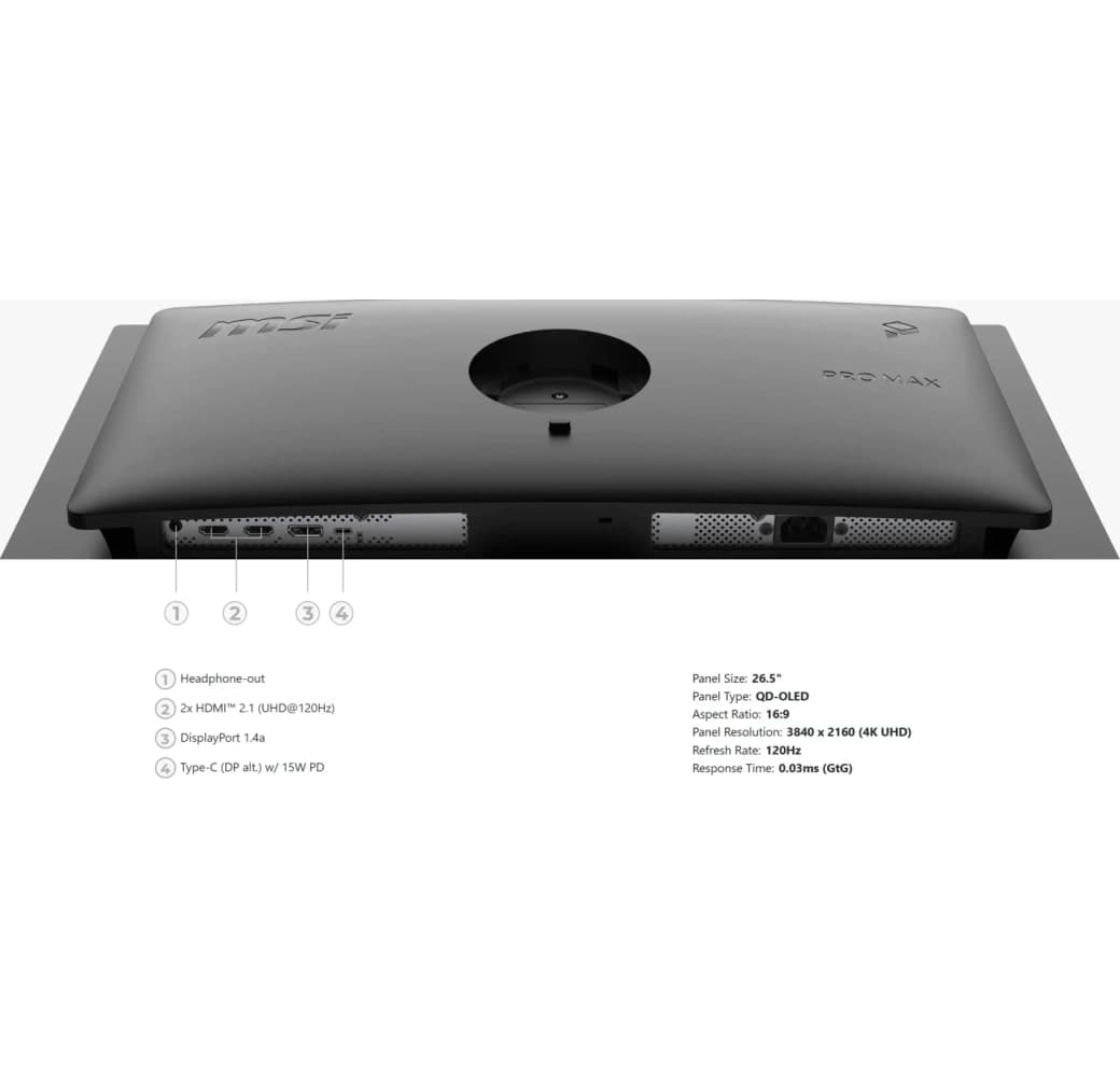 Black MSI PRO MAX 271UPX12G Display - 27" - 4K UHD (3840 x 2160) - PROMAX271UPX12G.10